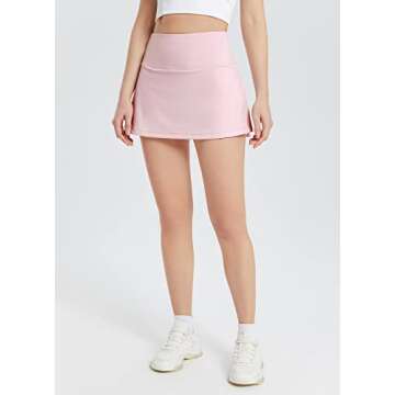 BALEAF Women's 13" Tennis Skirts Golf Skort High Waisted Athletic Pleated Pockets Linner Running Sports Workout Casual Cute Pink S