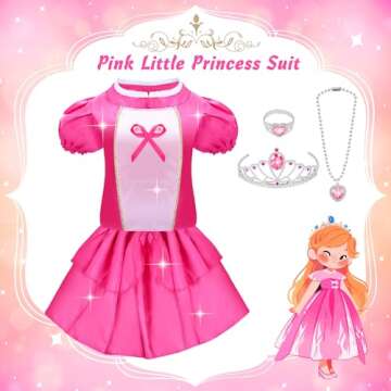 16 Pcs Princess Dress Up Clothes for Little Girl Role Play Costume Gift Set, Princess Mermaid Pretent Play Outfit Toys for Toddler Girls, Cosplay Birthday Party Gifts for Girls Age 3 4 5 6 7+ Year Old