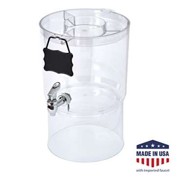 Buddeez Stand 2 Gallon Tritan Clear Large Plastic Parties Top Lid For Cups & Fruit, Drink Dispenser With Spigot