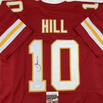 Autographed/Signed Tyreek Hill Kansas City Red Football Jersey JSA COA