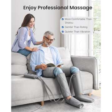 RENPHO Leg Massager FSA HSA Eligible, Air Compression Massager for Circulation Pain Relief, Effective for Father Mother Reduce Swelling-Grey