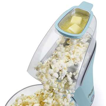 Presto 04867 Poplite Plus Hot Air Popcorn Popper - Built-In Measuring Cup + Melts Butter, Easy to Clean, Built-In Cord Wrap, 18 Cups, Aqua