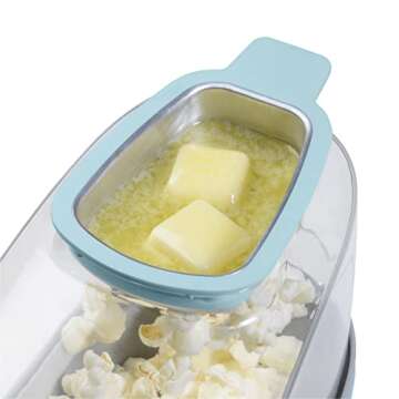 Presto 04867 Poplite Plus Hot Air Popcorn Popper - Built-In Measuring Cup + Melts Butter, Easy to Clean, Built-In Cord Wrap, 18 Cups, Aqua