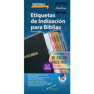 tabbies Rainbow Spanish Catholic Bible Indexing Tabs, Old & New Testaments Plus Catholic Books, 90 Multi-Colored Tabs Inc. 71 Books & 19 Ref. (58347)