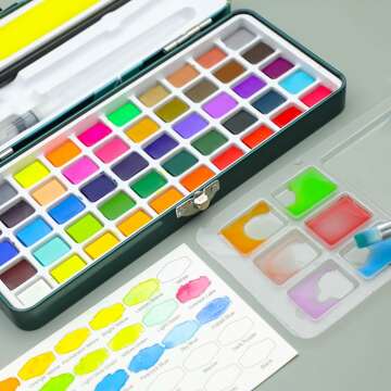 Artecho Watercolor Paint Set - 50 Colors & Brushes