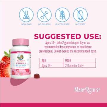 MaryRuth Organics Multivitamin for Women 14 | Women's Multivitamin Gummies | Immune Support Daily Women's Multivitamin | Skin Health | Sugar Free | Vegan | Non-GMO | 60 Count