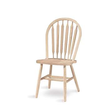 IC International Concepts Windsor ArrowBack Chair-Plain Legs 225lbs wt Capacity, Solid Real Wood, Sturdy Parawood, 19.25"W x 19.75"D x 38.25"H, DIY, Paint/Stain Ready, Unfinished