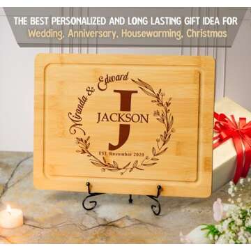 Silveroy Customized Love: Personalized Engraved Wood Cutting Boards for Couples - Ideal Gift for Weddings, Bridal Showers, Anniversaries, Christmas, Housewarming and Real Estate Closing