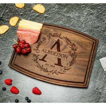 Silveroy Customized Love: Personalized Engraved Wood Cutting Boards for Couples - Ideal Gift for Weddings, Bridal Showers, Anniversaries, Christmas, Housewarming and Real Estate Closing