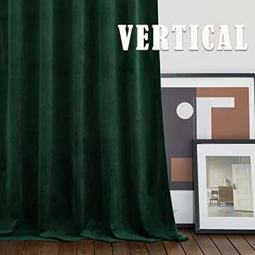 RYB HOME Super Soft Velvet Curtains Extra Long 120-inch Panels, Heavy Duty Thick Draperies Light Blocking Energy Efficient Privacy Window Decor for Bedroom Guest Room, Hunter Green, W52 x L120 inches