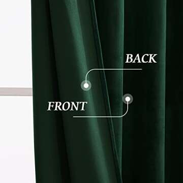 RYB HOME Super Soft Velvet Curtains Extra Long 120-inch Panels, Heavy Duty Thick Draperies Light Blocking Energy Efficient Privacy Window Decor for Bedroom Guest Room, Hunter Green, W52 x L120 inches