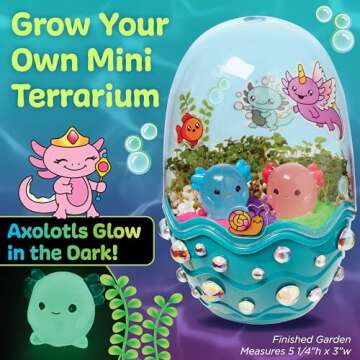 Creativity for Kids Mini Garden: Axolotl Terrarium - STEM Science Kit for Kids, Axolotl Arts and Crafts for Kids, Kids Gifts Stocking Stuffers and DIY Girls Toys Age 6-8+