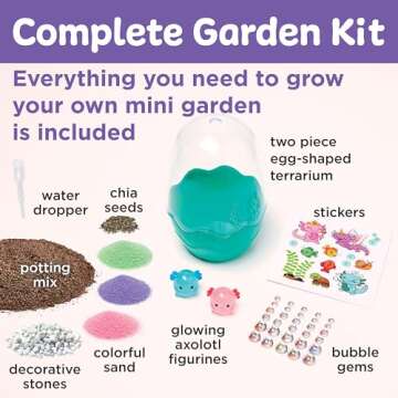 Creativity for Kids Mini Garden: Axolotl Terrarium - STEM Science Kit for Kids, Axolotl Arts and Crafts for Kids, Kids Gifts Stocking Stuffers and DIY Girls Toys Age 6-8+