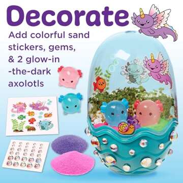 Creativity for Kids Mini Garden: Axolotl Terrarium - STEM Science Kit for Kids, Axolotl Arts and Crafts for Kids, Kids Gifts Stocking Stuffers and DIY Girls Toys Age 6-8+