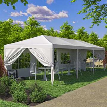 Greesum 10'x30' Outdoor Canopy Tent Patio Camping Heavy Duty Gazebo Shelter Party Wedding BBQ Events with Removable Sidewalls, Waterproof Shelter, Milk White