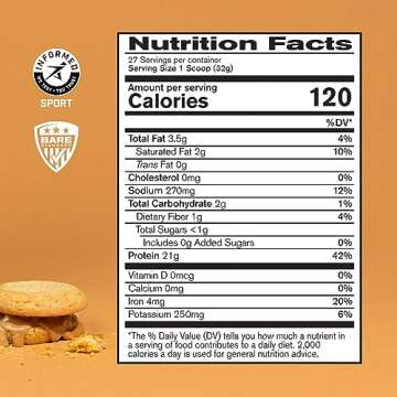 BARE PERFORMANCE NUTRITION Vegan Protein, Plant Based Protein, Pea Protein, Watermelon and Pumpkin Protein, Naturally Sweetened and Flavored (27 Servings, Peanut Butter Cookie)