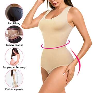 Nebility Women Waist Trainer Bodysuit - Slimming Seamless Control Jumpsuit