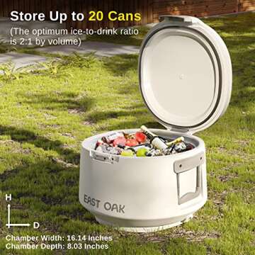 East Oak Cooler, 25 QT 28 Cans Portable Outdoor Ice Chest Box Rotomolded Cooler with Drain and Handle, Insulated Hard Cooler for BBQ, Camping, Beach, Drink, Beverage, Picnic