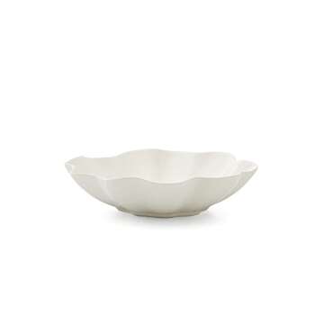 Portmeirion Sophie Conran Floret Stoneware Pasta Bowls 9 Inch- Set of 4 - Dishwasher & Microwave Safe Great Kitchen Home Use for Serving Soup Salad & More, Creamy White