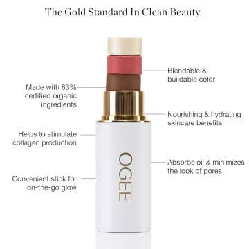 Ogee Face Stick Crystal Collection Trio - Contour Stick Makeup Collection - Certified Organic Contour Palette - Includes Bronzer Stick, Blush Stick & Highlighter Stick