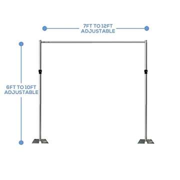 Event Decor Direct 1 - Panel Pipe and Drape Kit - Crossbar for Pipe and Drape with Friction Locks - Sheer Voile Drape - 6-10 Feet Tall x 7-12 Feet Wide (Adjustable) - Only Hardware