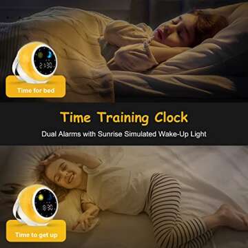 Kids Alarm Clock for Bedroom Decor, Ok to Wake Digital Clock for Toddlers with Sunrise & Moon