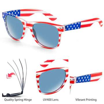 Sofier 4th of July Accessories 3 pairs USA American Flag Sunglasses Patriotic Party Favors Fourth of July Accessories Red White and Blue Sunglasses for Women Men Classic Retro