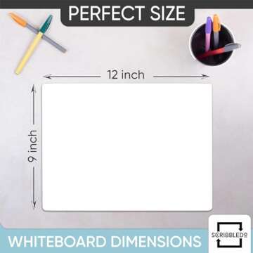 Scribbledo 6 Pack Small White Board Dry Erase Boards Classroom Pack Mini White Boards 9" x12” Personal Whiteboards for Students Teachers School Supplies Lapboards l 6 Mini Whiteboard Erasers Included