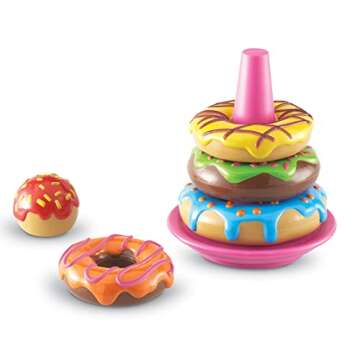 Learning Resources Smart Snacks Stack 'em Up Doughnuts - 7 Pieces, Ages 18+ months Fine Motor Skills Toys, Toddler Counting Toys, Donut Toys, Educational Toys for Kids