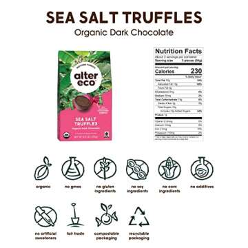 Alter Eco | Deep Dark Sea Salt Truffles | 58% Pure Dark Cocoa, Fair Trade, Organic, Non-GMO, Gluten Free Dark Chocolate Truffles (10 Count (Pack of 1))