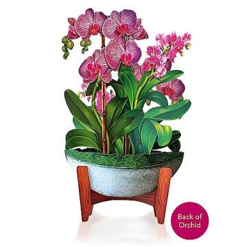 Freshcut Paper Pop Up Cards, Paper Flower Bouquet 3D Popup Greeting Cards with Note Card & Envelope, Birthday Card, Anniversary Card, Get Well Gifts for Women, 12" Orchid Oasis