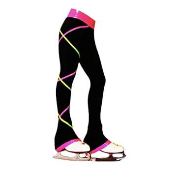 Ice Fire Figure Skating Criss Cross Pants - Pink/Lime