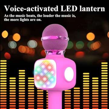 FDY Wireless Bluetooth Karaoke Microphone, Variable Sound Portable Microphone Speaker, Suitable for 3-13 Years Old Girls and Boys Christmas Birthday Gift, Suitable for Smartphones-Q8 Light Pinkcolor