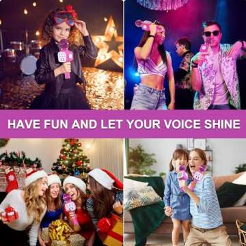 FDY Wireless Bluetooth Karaoke Microphone, Variable Sound Portable Microphone Speaker, Suitable for 3-13 Years Old Girls and Boys Christmas Birthday Gift, Suitable for Smartphones-Q8 Light Pinkcolor