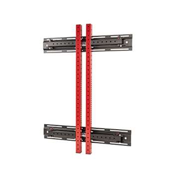 Signature Fitness 3” x 3” Wall Mounted Fold-in Power Cage Squat Rack with Adjustable Pull Up Bar and J Hooks - Space-Saving Home Gym, Red