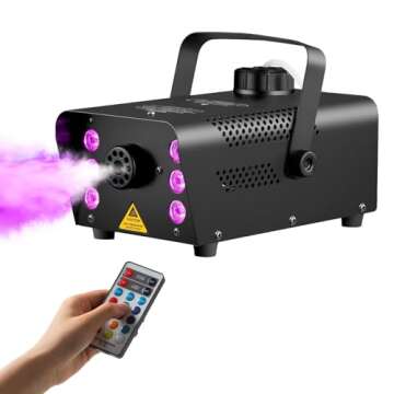 Sunolga 500W Fog Machine with 6 LED Lights & Remote Control