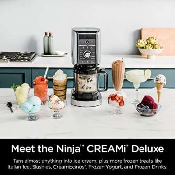 Ninja NC501 CREAMi Deluxe 11-in-1 Ice Cream & Frozen Treat Maker for Ice Cream, Sorbet, Milkshakes, Frozen Drinks & More, 11 Programs, with 2 XL Family Size Pint Containers, Perfect for Kids (Renewed) (Silver)