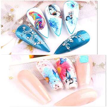 Le Fu Li Butterfly Flower Nail Art Stickers, 30 Sheets, Paper, Clear, DIY Nail Tips Decorations