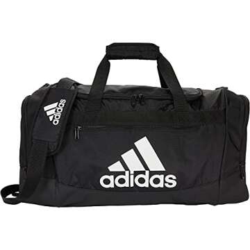 adidas Unisex Adult Defender 4.0 Duffel, Durable Athletic Sports Gym Travel Bag for Men and Women, Black/White, Medium (66L)