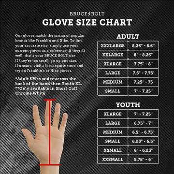 BRUCE BOLT Original Series Short Cuff Batting Gloves - Multiple Colors - Adult & Youth Sizes