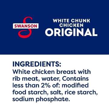 Swanson Original White Chunk Fully Cooked Chicken, Ready to Eat, Simple On-the-Go Meals, 2.6 OZ Pouch (Case of 12) (Pack of 2)