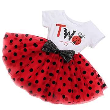 It’s My 1st/2nd Birthday Outfit Toddler Baby Girl ONE Party Tutu Dress for Kids Halloween Pageant Half/First Onesie Crown Infant Skirt Sets for Photo Props Costume Age Ladybug-Two 2Y