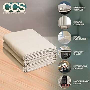 All Purpose Canvas Drop Cloth by CCS CHICAGO CANVAS & SUPPLY - Paint Tarp, Canvas Fabric, Drop Cloth Curtains, Paint Drop Cloth, Washable & Reusable Drop Cloth for Painting - 9 by 12 Feet