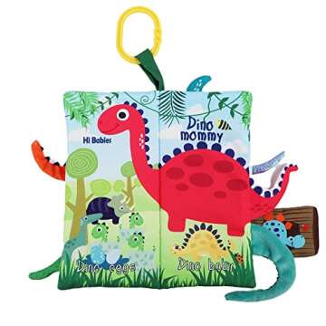 Dinosaur Baby Books 0-6 Months,Crinkle Cloth Books for Babies,Touch and Feel Baby Book Toys,Infant 0-3-6-12-18 Months, Toddlers, Interactive Sensory Toys, Shower Baby Christmas Gifts for Boys Girls