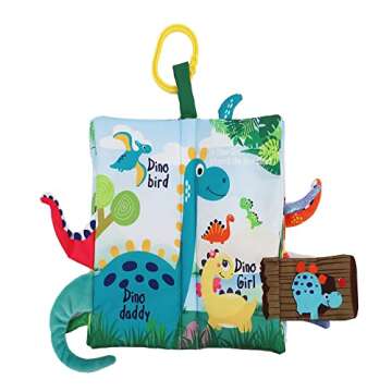 Dinosaur Baby Books 0-6 Months,Crinkle Cloth Books for Babies,Touch and Feel Baby Book Toys,Infant 0-3-6-12-18 Months, Toddlers, Interactive Sensory Toys, Shower Baby Christmas Gifts for Boys Girls