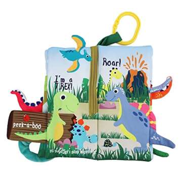 Dinosaur Baby Books 0-6 Months,Crinkle Cloth Books for Babies,Touch and Feel Baby Book Toys,Infant 0-3-6-12-18 Months, Toddlers, Interactive Sensory Toys, Shower Baby Christmas Gifts for Boys Girls