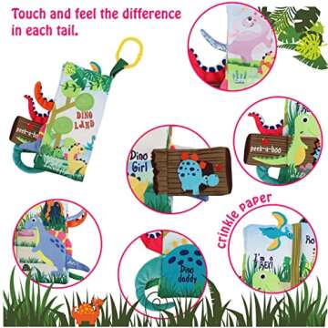 Dinosaur Baby Books 0-6 Months,Crinkle Cloth Books for Babies,Touch and Feel Baby Book Toys,Infant 0-3-6-12-18 Months, Toddlers, Interactive Sensory Toys, Shower Baby Christmas Gifts for Boys Girls