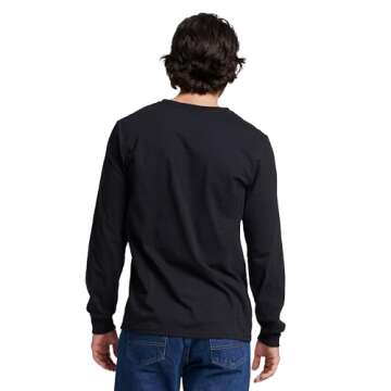 Russell Athletic Mens Cotton Performance Long Sleeve T-Shirts T Shirt, Black, Large US