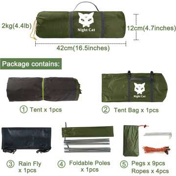 Night Cat Waterproof Tent for 1-2 People Lightweight