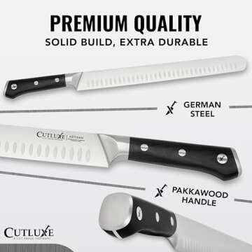 Cutluxe 12" Slicing Carving Knife – Razor Sharp German Steel Quality